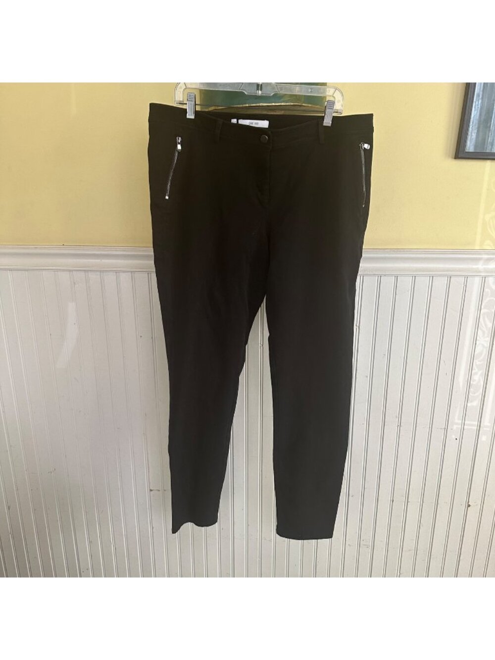 per Se Black Slim-Fit Pants With Zipper Pockets